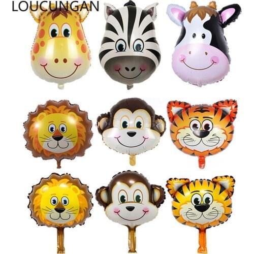 6pcs Safari Party Animal Balloons Jungle Party Theme Air Helium Foil Balloon Birthday Party Decorations Kids Babyshower Supplies