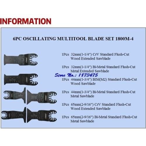 6PCS OSCILLATING MULTITOOL BLADE SET 1800M-4