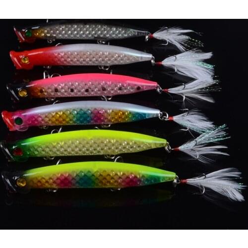 6Pcs 11cm 13.4g Popper Fishing Lures 3D Eyes Bait Crankbait Wobblers Isca Poper Pesca fishing tackle Artificial Bait