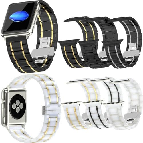 38/42mm Luxury Ceramic Bracelet Stainless Steel iWatch Band Strap For Apple Watch Series 1 2 3 4 5 40MM/44MM