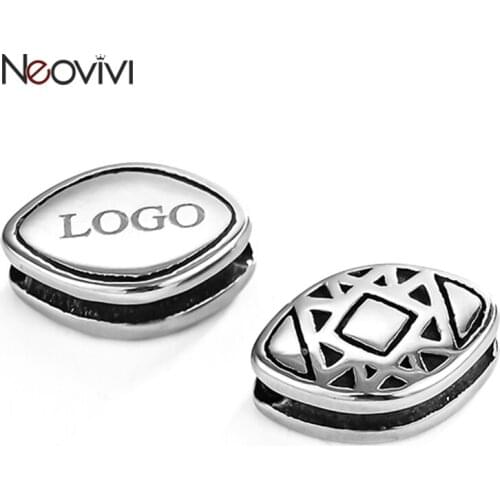 Neovivi 5pcs Stainless Steel Bead Engrave Logo Name Charm Beads For Jewelry Making Bracelet DIY Bead