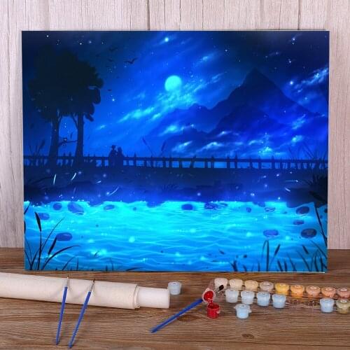 Scenery Watching The Stars Painting By Numbers Kit Oil Paints 50*70 Oil Painting Handmade For Adults Wall Art For Wholesale