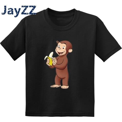 Kids Curious George Cartoon Print T Shirt Children Monkey Funny Clothes Baby Girls & Boys Summer Fashion Cotton T-Shirt,GKT5266