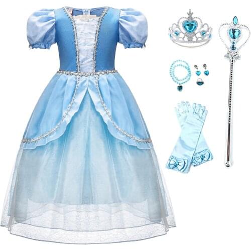 Children Princess Costume New Party Bowknot Fancy Cinderella Dress Up Christmas Disguise Birthday Elegant Evening Clothing Sets