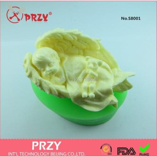 Sell hot Angel wings handmade soap mold fondant Cake decoration mold Sleep angel modelling silicon soap mold NO.S8001