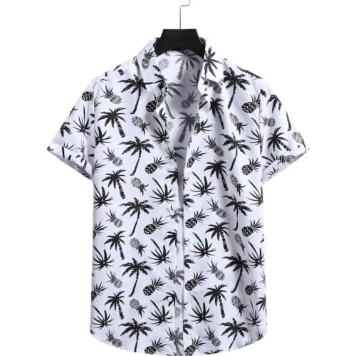 Pineapple Print Hawaiian Shirt Men 2021 Summer Short Sleeve Beach Shirts Tropical Aloha Shirt Men Clothing Camisas Para Hombre