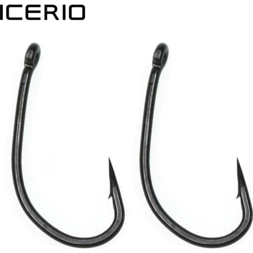 ICERIO 100pcs/pack High Carbon Steel Matt Black Telflon Coating Carp Fishing Hooks