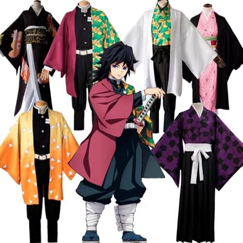 Kimetsu No Yaiba Kamado Tanjirou Agatsuma Japanese Anime Demon Slayer Cosplay Costume Zenitsu Tomioka Giyuu Kamado Nezuko Kimono