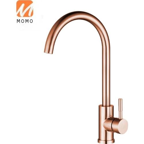Low MOQ ss 304 stainless steel matte brushed black and rose gold color 360 degree rotatable swivel kitchen faucet