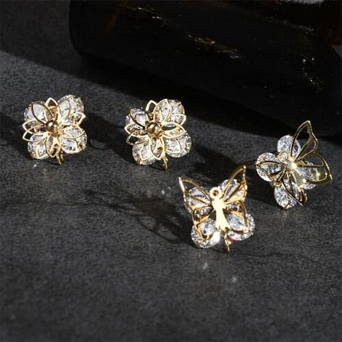 Min order 5pair/lot Zircon core decoration cartoon flowers/butterfly shape women stud earrings diy jewelry earring pendants