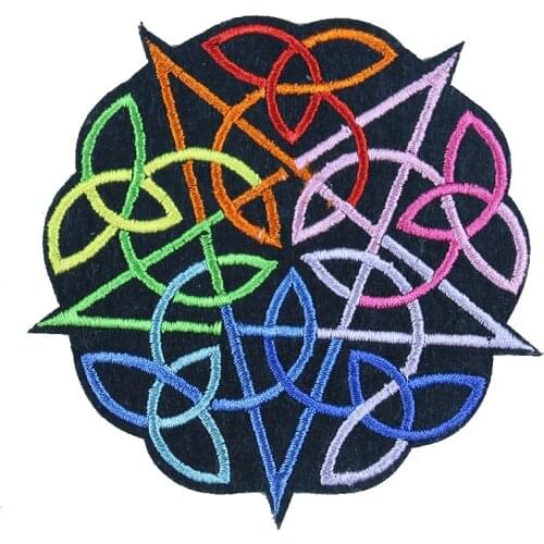 Celtic Style Pentacle Patch High Quality Embroidery Patches for Clothing Iron on Clothes Applique Colorful Badges Stickers