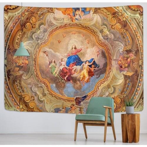 Christ Jesus Tapestry Wall Hanging Artistic Polyester Fabric Cottage Dorm Wall Art Home Decoration Brown Wall Decoration