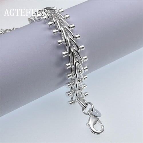 AGTEFFER New 925 Sterling Silver Small Dumbbell Bracelet Men And Women Fashion Exquisite Wedding Party Jewelry Gift