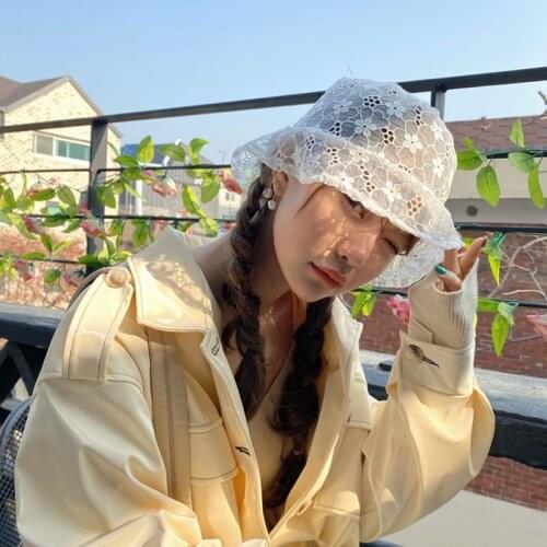 INS Fashion Sweet Lace Flower Lady Bucket Cap Women Fishermen Hat Outdoor Sun hat Panama Beach Hat Gorras