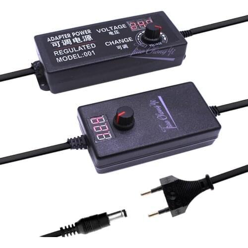 Adjustable AC to DC 3-12V 9-24V 2A 3A 5A Voltage Regulated Adapter with display Screen Universal Power Supply Adapter EU/US Plug