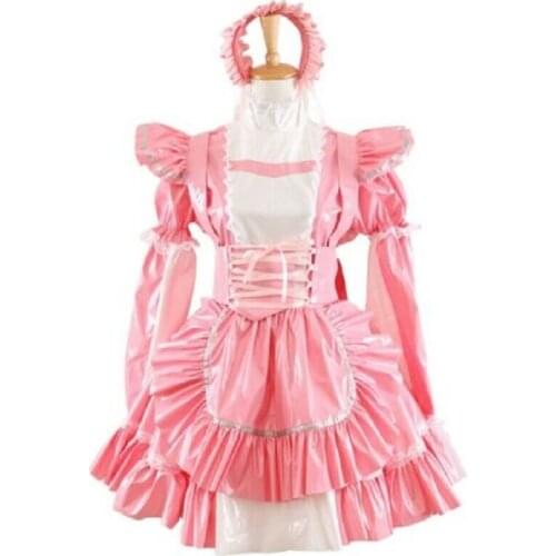 Pink PVC Maid Dress Cosplay Costume Tailor-made