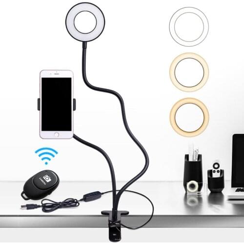 2 in 1 LED Selfie Ring Light With Long Arm Cell Phone Holder For Youtube Makeup Photographt Fill Lamp for iPhone/Android