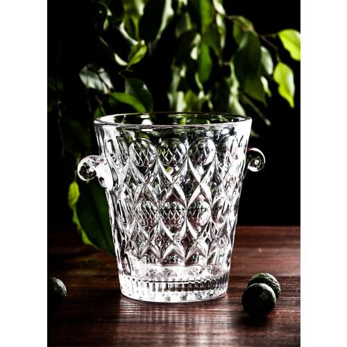 Japanese Lead-free Glass Small Bartender Carving Bar KTV Cocktail Ice Champagne Bucket 1.5L