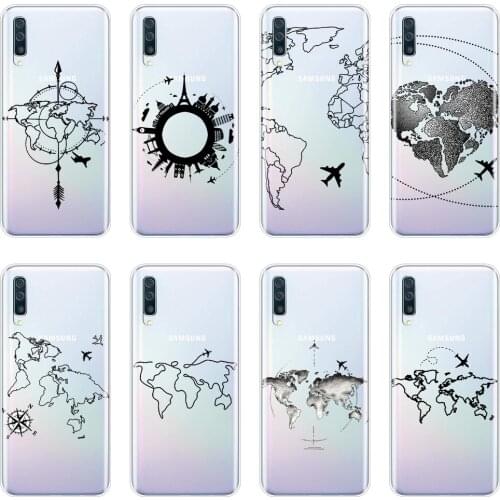 Back Cover For Samsung Galaxy A40 A30 A20 A10 Travel Map Black Heart Cool Phone Case Silicone For Samsung Galaxy A80 A70 A60 A50
