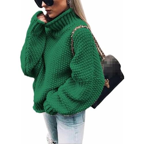 2021 Womens Long-Sleeved Turtleneck Sweaters Loose Fashion Pullover Solid Color Plus Size Tops High Neck Knitted Sweater