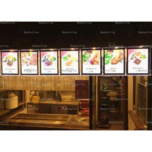 10pcs/lot) Ultra Thin Black Border Acrylic Frame LED Illuminate Menu Boards,A3 Slim LED Menu Light Box Signs for Restaurant