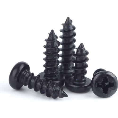 100Pcs Electronic Screws M1.4 M1.7 M2 M2.3 M3 Black Phillips Head Micro Screws Round Head Self Tapping Screws Small Wood Screws