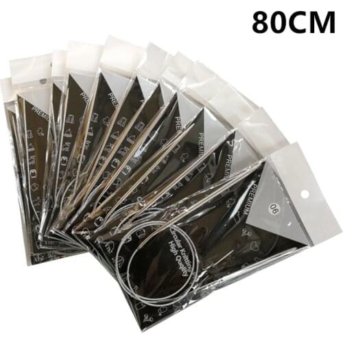 11sizes 80cm Crochet Weaving Pins Stainless Steel Circular Knitting Needles Knit Tool Set For Sweater Gloves Needlework