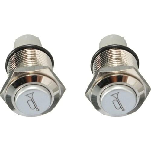 2 Pcs 12V 16Mm Car LED Light Momentary Horn Button Metal Switch Push Button , Blue & Red