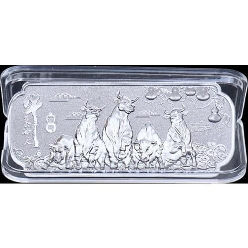2021 New Year of the Silver Bars Ox Commemorative Coin Craft Chinese Zodiac Souvenir Medal