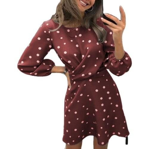 2021 Spring and Summer Womens New Round Neck Polka Dot Print Dress Dress Summer Dress Party Dresses Women Evening