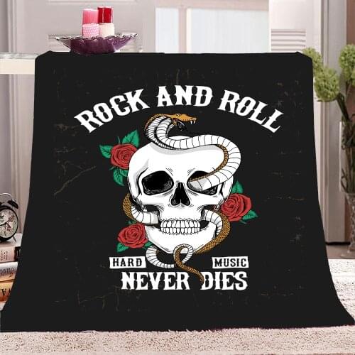 3D Skull Rose Printed Coral Fleece Flannel Blankets Mink Throw Sofa Cover Soft Warm Travel Airplane Blankets