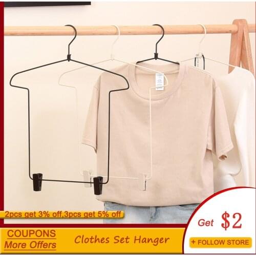 4pcs Clothes Set Metal Hanger Pants and Top Household Hanger Clip Integrated Clothes Hanging Suit Clothing Store Shop Hange