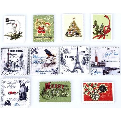 50pcs 2 Holes Stamp Natural Wooden Buttons Random Colorful Mixed Scrapbook Sewing Crafts Sewing Apparel Fabric Buttons DIY