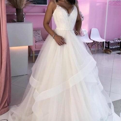 African Wedding Dresses For Women Bride Sweetheart Organza Spaghetti Strap Ball Gown Princess Bridal Gowns Robe De Custom Made