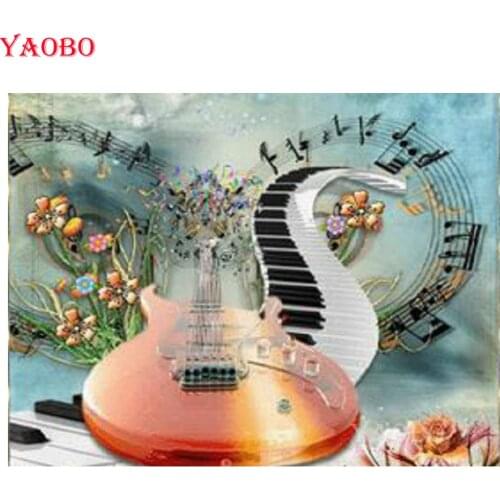 DIY 5D Diamond Painting Guitar music symbol Home Decoration Full Square Round Craft Kits Embroidery Bead Rhinestone Pictures