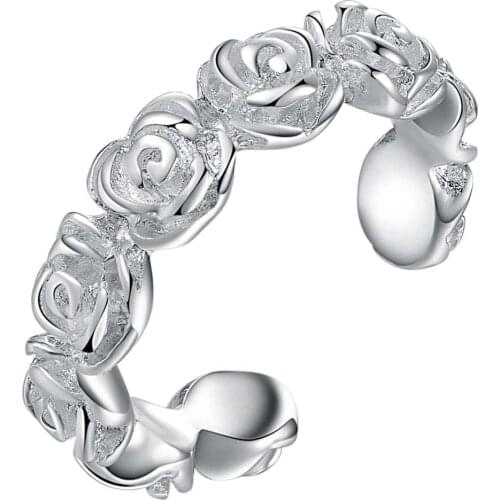 AR202 Hot Selling Silver Plated jewelry finger Rings for women silver jewelry fashion floribunda Charm Christmas Gifts Rings