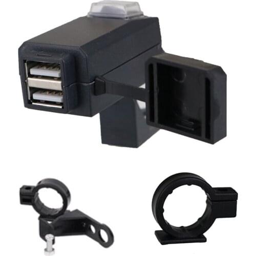 For Car Dual USB Port Charger Socket Outlet LED Waterproof Adapter Power Socket Universal Motorcycle Bus Ship 12V/24V 3.1A ABS