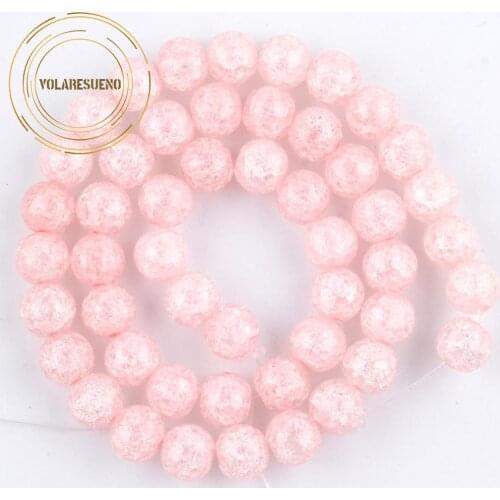 Natural Pink Cracked Snow Crystal Beads Round Loose Spacer Beads For Jewelry Making Diy 6/8/10/12mm Bracelet Necklace Charms