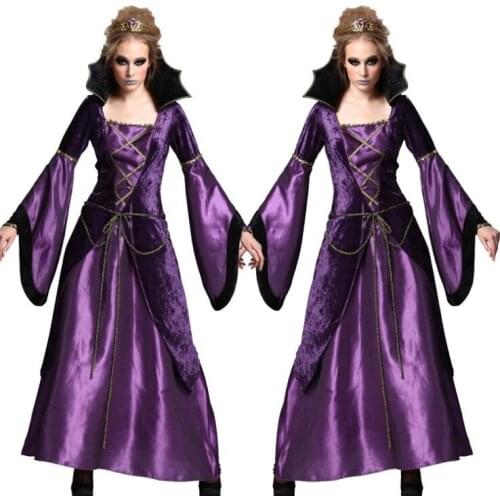 Purple Noble Temperament Vampire Queen Costume Halloween Carnival Party Cosplay Devil Vampire Witch Fancy Dress