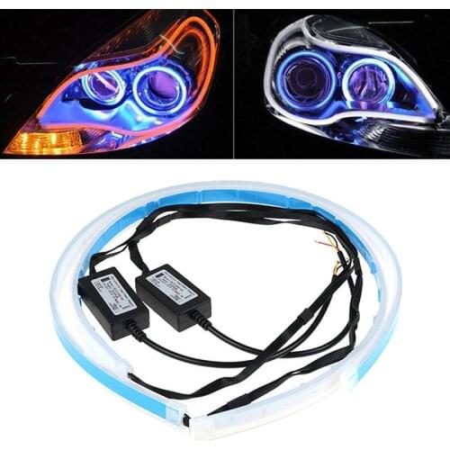 New 2Pcs 60cm LED Strip Light Angel Eye DaytimeFlexible Car Soft TubeRunning Headlight Lamp high grade