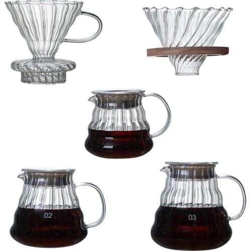 Pour Over Coffee Dripper Brew Heat Resistant High Borosilicate Glass Coffee Maker Come Coffee Server with Lid Wholesale