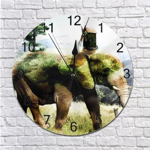 10Inch Round Wall Clock Elephant Numeral Digital Dial Mute Silent Fashion Digital Clock Battery Operated Clocks for Living Home