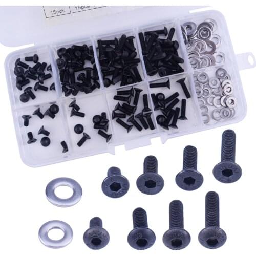LETAOSK New 180pcs Carbon Steel Round Flat Head Screws Box Assorted Repair Tool Accessories for 1/10 HSP RC Car