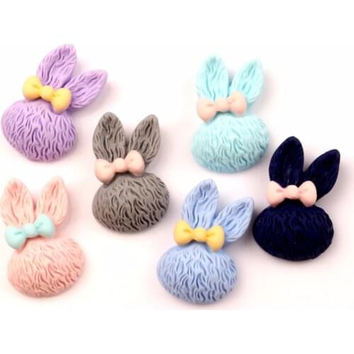LF 30Pcs Resin Rabbit Decoration Crafts Flatback Cabochon Embellishments For Scrapbooking Kawaii Cute Diy Accessories