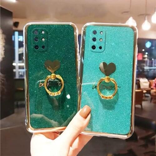 LOVECOM Bling Glitter Ring Holder Soft Cover For One Plus 8T Phone Case For One Plus 8 Pro N100 Nord N10 Love Heart Bumper Case