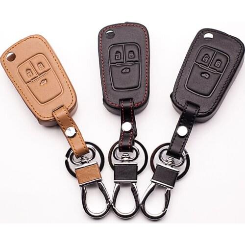 Fashion men car wallets 100% leather key cases sets key bags for Chevrolet /Cruze/Opel,3 buttons leather car remote key case