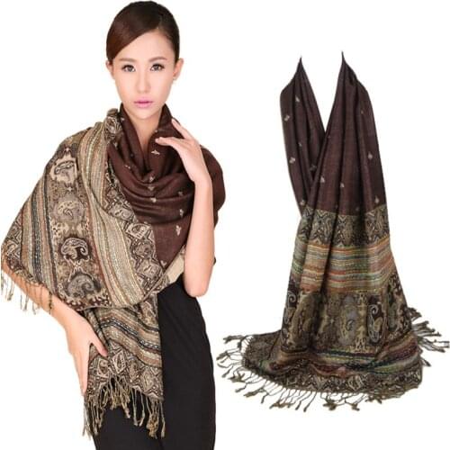 Fashion Scarf Women Double-Sides Fancy Paisley Wrap Scarf Pashmina Shawl Scarf Bee Wrap Shawl