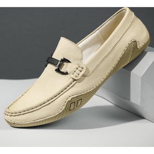 Luxury Brand Designer Shoes Men Flats Slip-On Suede Leather Shoes Casual Male Shoes Driving Moccasin Soft Loafers Wedding Dress
