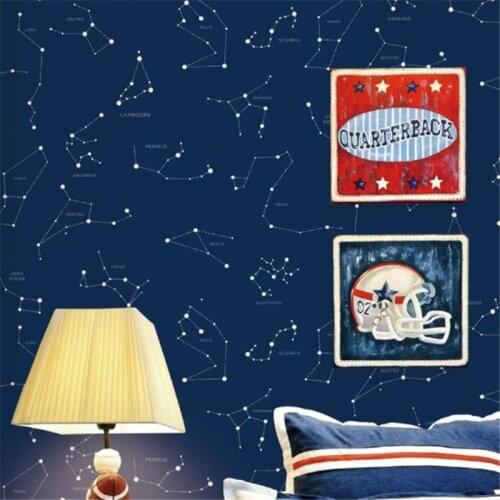 Beibehang Personality cartoon wallpaper bedroom living room children room hotel ceiling Mediterranean constellation wallpaper