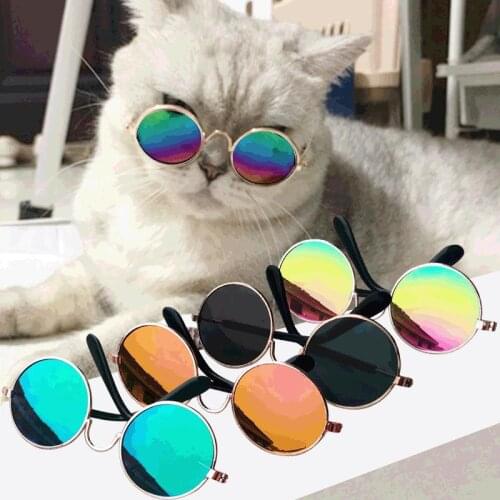 Pet Products Lovely Vintage Round Cat Sunglasses Reflection Eye wear glasses For Small Dog Cat Pet Photos Props Accessories